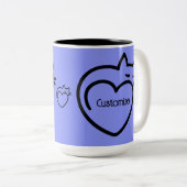 Speciaal gepersonaliseerde zwarte kat-liefdesLogo Tweekleurige Koffiemok (Voorkant rechts)