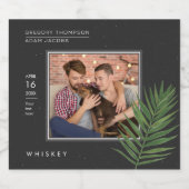 Speciaal gepersonaliseerde, zwarte tropische palmf likeurfles etiket (Enkel label)