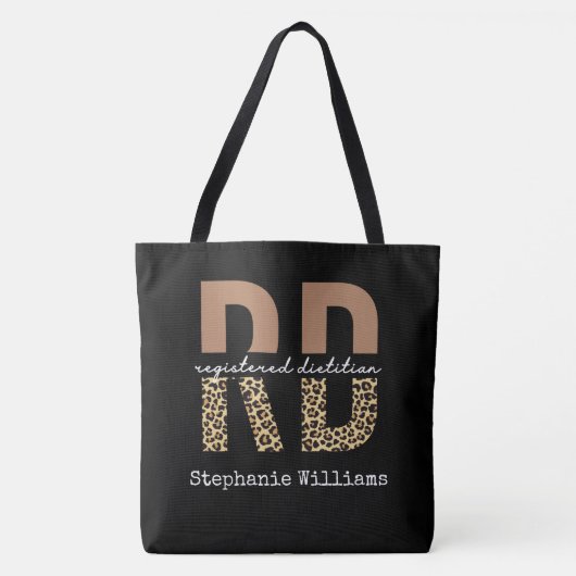 Speciaal geregistreerde Dietitian Cheetah print RD Tote Bag (Voorkant)