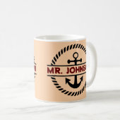 Speciaal geschenk voor aangepast blauw anker koffiemok (Voorkant rechts)