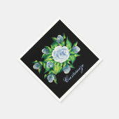 Speciaal geschilde blauwe Rozen Zwarte luiers Servet (Hoek)