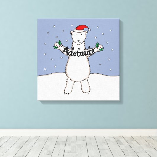 Speciaal geschreeuw voor kerstmis Beer Canvas Afdruk (Insitu (Houten vloer))