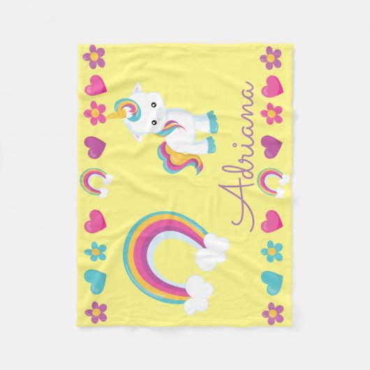 Speciaal gestroomlijnde Baby Unicorn & Regenboog Fleece Deken (Voorkant)