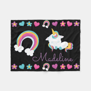 Speciaal gestroomlijnde Baby Unicorn & Regenboog Fleece Deken