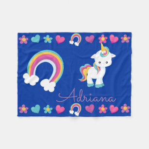 Speciaal gestroomlijnde Baby Unicorn & Regenboog Fleece Deken