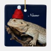 Speciaal getrokken drakenhagedis - Santa Hat Keramisch Ornament (Achterkant)