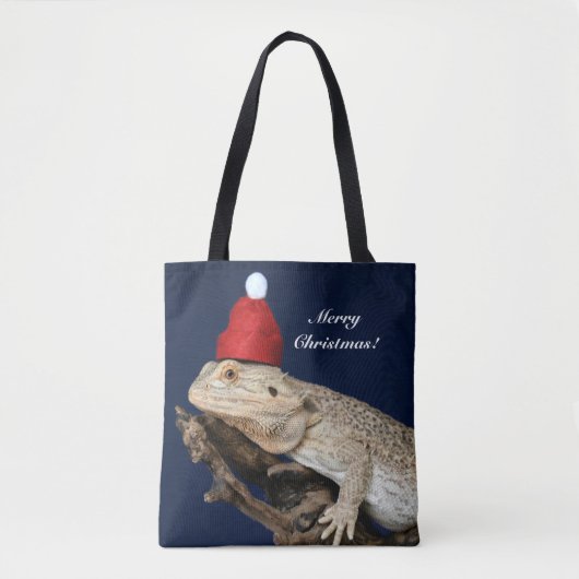 Speciaal getrokken drakenhagedis - Santa Hat Tote Bag (Voorkant)