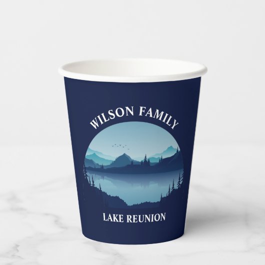 Speciaal gezinshereniging blauw lakkender papieren bekers (Achterkant)