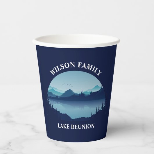 Speciaal gezinshereniging blauw lakkender papieren bekers (Voorkant)