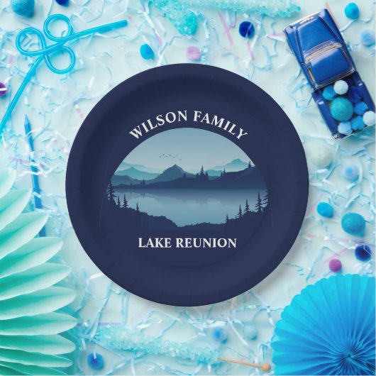 Speciaal gezinshereniging blauw lakkender papieren bordje (Feest)