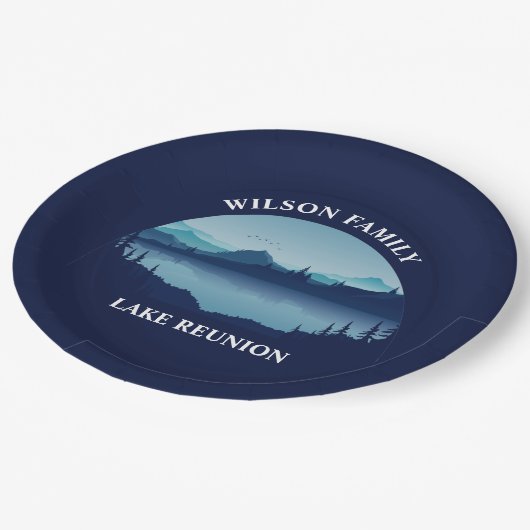 Speciaal gezinshereniging blauw lakkender papieren bordje (Gekanteld)