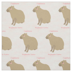 Speciaal Girly Capybara Pattern op lichtroze Stof
