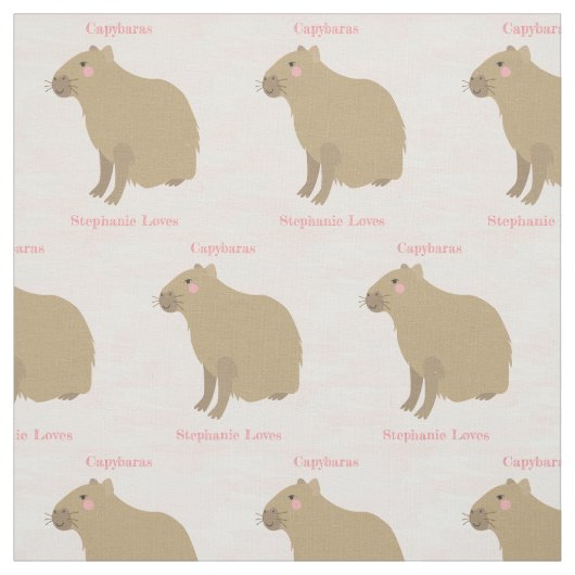 Speciaal Girly Capybara Pattern op lichtroze Stof (Swatch)