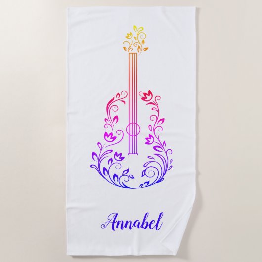 Speciaal gitaarkleurig op wit strandlaken (Voorkant)