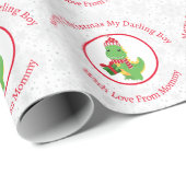 Speciaal glimlachend kerstdinosaurus cadeaupapier (Rol Hoek)