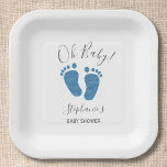 Speciaal Glitter Feet Blue Baby shower Square Papieren Bordje<br><div class="desc">Deze schattige Borden van Baby shower Papier zijn versierd met blauwe glitter-baby en Oh-Baby! in stijlvolle typografie. Eenvoudig aan te passen.</div>