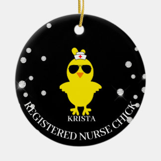 Speciaal Glitter Registered Nurse Chick Keramisch Ornament
