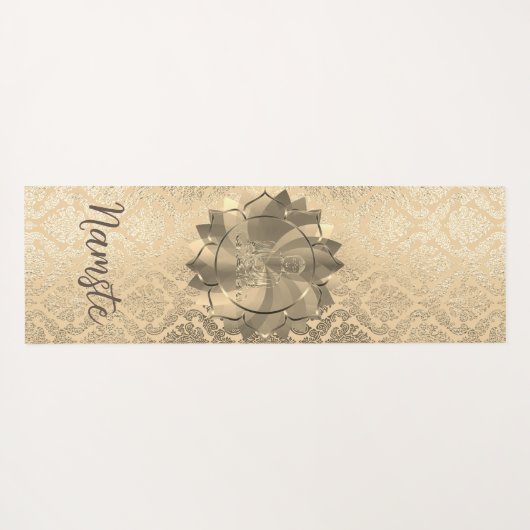 Speciaal Glittery Gold Damask Buddha Lotus Yogamat (Achterkant (horizontaal))