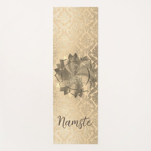 Speciaal Glittery Gold Damask Buddha Lotus Yogamat (Voorkant)