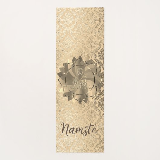 Speciaal Glittery Gold Damask Buddha Lotus Yogamat (Achterkant)