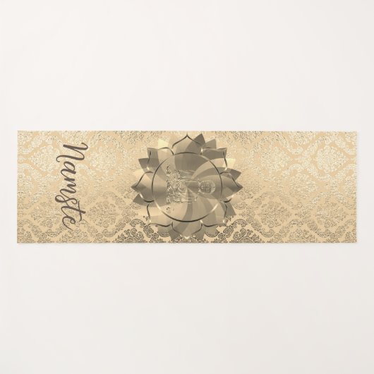 Speciaal Glittery Gold Damask Buddha Lotus Yogamat (Voorkant (horizontaal))