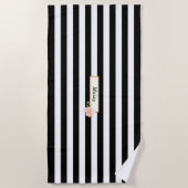 Speciaal Gold Black en White Striped Strandlaken (Voorkant)