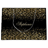 Speciaal Gold Black leopard Print Glitter Groot Cadeauzakje (Voorkant)
