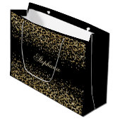 Speciaal Gold Black leopard Print Glitter Groot Cadeauzakje (Voorkant Gekanteld)