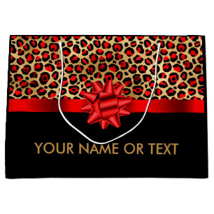 Speciaal Gold Black Leopard RED BOW Groot Cadeauzakje