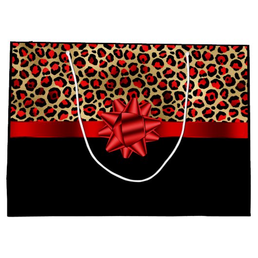Speciaal Gold Black Leopard RED BOW Groot Cadeauzakje (Achterkant)