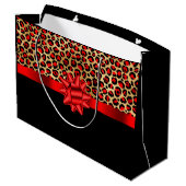 Speciaal Gold Black Leopard RED BOW Groot Cadeauzakje (Achterkant Gekanteld)