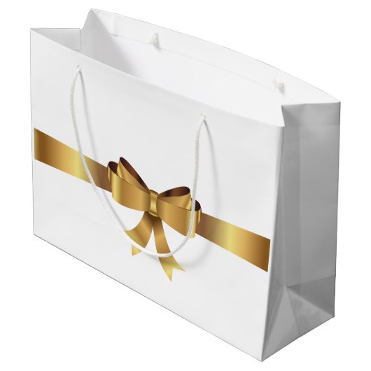 Speciaal Gold BOW ELEGANT WHITE Groot Cadeauzakje (Achterkant Gekanteld)