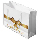 Speciaal Gold BOW ELEGANT WHITE Groot Cadeauzakje (Voorkant Gekanteld)