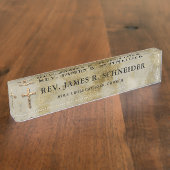 Speciaal Gold Crucifix Cross White Marble Naambordje (Zijkant)