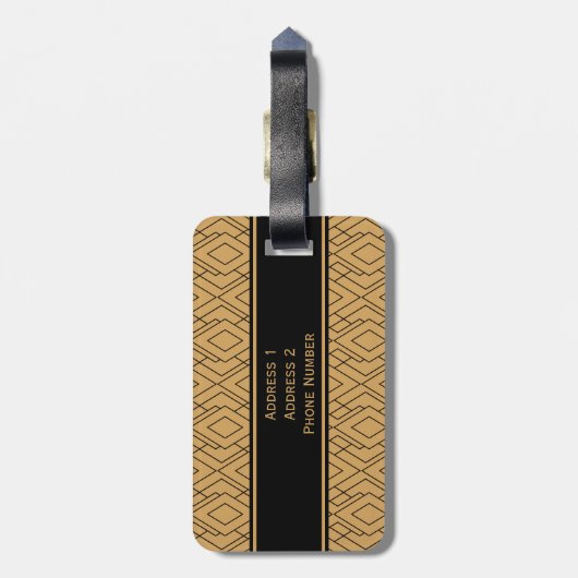 Speciaal Gold- en zwart art Deco-patroon Bagagelabel (Achterkant verticaal)