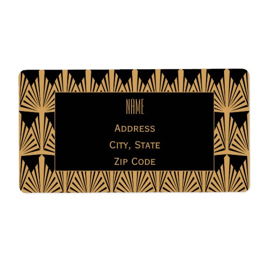 Speciaal Gold- en zwart art Deco-patroon Etiket (Voorkant)
