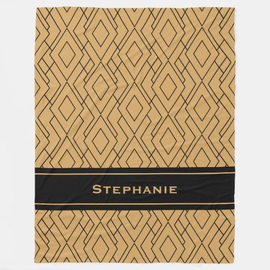 Speciaal Gold- en zwart art Deco-patroon Fleece Deken (Voorkant)