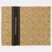 Speciaal Gold- en zwart art Deco-patroon Fleece Deken (Voorkant (Horizontaal))