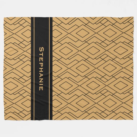 Speciaal Gold- en zwart art Deco-patroon Fleece Deken (Voorkant (Horizontaal))