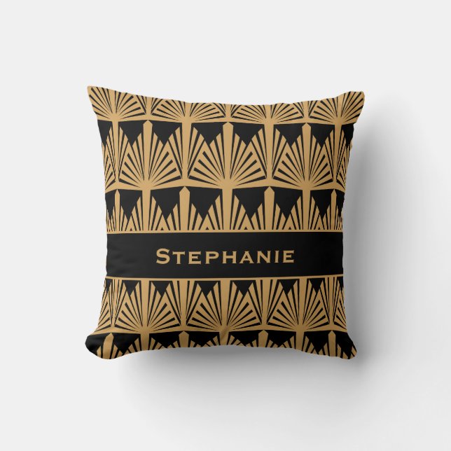 Speciaal Gold- en zwart art Deco-patroon Kussen (Voorkant)