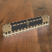 Speciaal Gold- en zwart art Deco-patroon Naambordje (Zijkant)