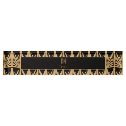 Speciaal Gold- en zwart art Deco-patroon Naambordje (Voorkant)