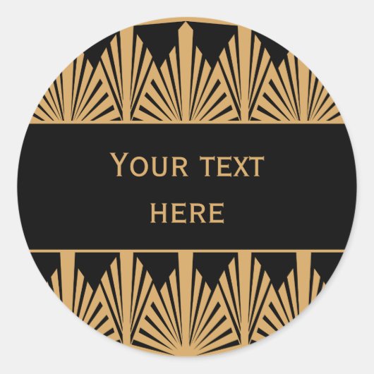 Speciaal Gold- en zwart art Deco-patroon Ronde Sticker (Voorkant)