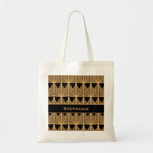 Speciaal Gold- en zwart art Deco-patroon Tote Bag (Voorkant)
