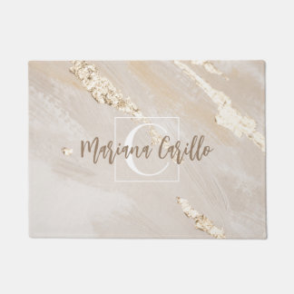Speciaal Gold Foil marble Monogram script Deurmat