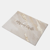 Speciaal Gold Foil marble Monogram script Deurmat (Schuin)