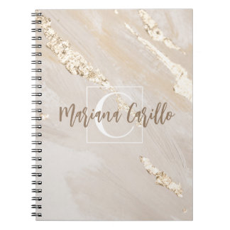 Speciaal Gold Foil marble Monogram script Notitieboek
