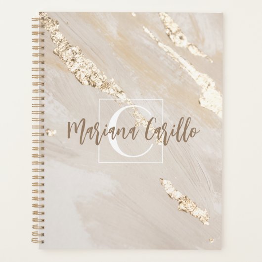 Speciaal Gold Foil marble Monogram script Planner (Voorkant)