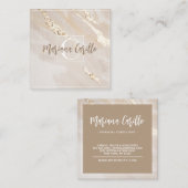 Speciaal Gold Foil marble Monogram script Vierkante Visitekaartje (Voorkant / Achterkant)