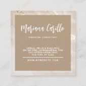 Speciaal Gold Foil marble Monogram script Vierkante Visitekaartje (Achterkant)